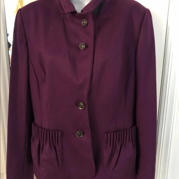 Diane von Furstenberg Wool Plum Blazer M - Picture 2 of 11